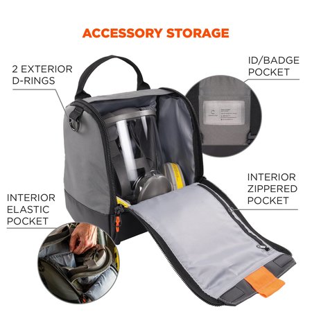 Arsenal By Ergodyne Full Respirator Bag, Magnetic Zipper, Gray 5185